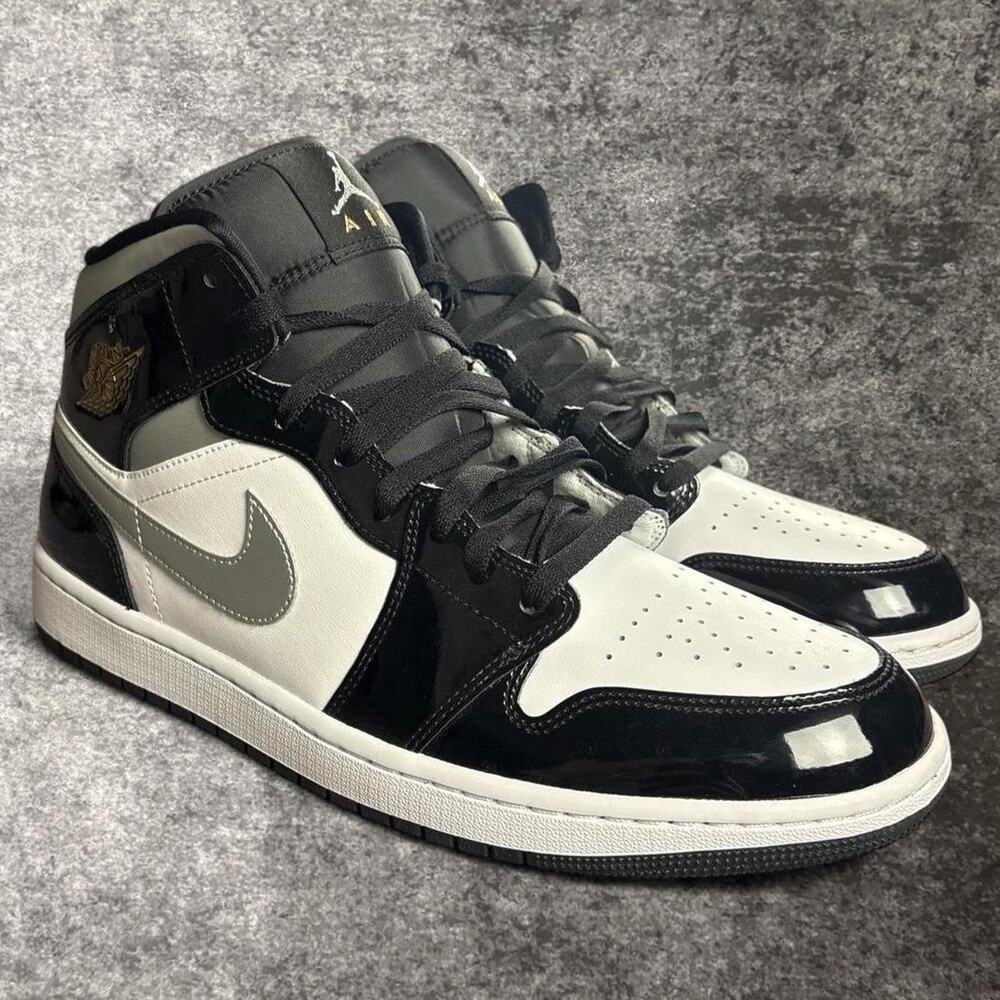 Nike Air Jordan 1 Mid SE Black White Metallic Silver Men’s Size 13 HV0789-010